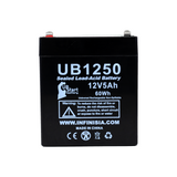 ACME Security System BPS Battery - Replacement UB1250 Universal Sealed Lead Acid Battery (12V, 5Ah, 5000mAh, F1 Terminal, AGM, SLA) - Includes TWO F1 to F2 Terminal Adapters