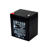 ACME Security System BPS Battery - Replacement UB1250 Universal Sealed Lead Acid Battery (12V, 5Ah, 5000mAh, F1 Terminal, AGM, SLA) - Includes TWO F1 to F2 Terminal Adapters