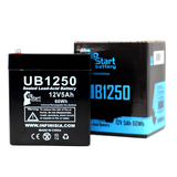 Securitron PB4 Battery - Replacement UB1250 Universal Sealed Lead Acid Battery (12V, 5Ah, 5000mAh, F1 Terminal, AGM, SLA) - Includes TWO F1 to F2 Terminal Adapters