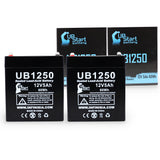 2x Pack - Securitron 32S Battery - Replacement UB1250 Universal Sealed Lead Acid Battery (12V, 5Ah, 5000mAh, F1 Terminal, AGM, SLA) - Includes 4 F1 to F2 Terminal Adapters
