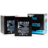 2x Pack - ACME Security System 602 Battery - Replacement UB1250 Universal Sealed Lead Acid Battery (12V, 5Ah, 5000mAh, F1 Terminal, AGM, SLA) - Includes 4 F1 to F2 Terminal Adapters