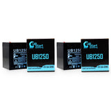 2x Pack - Para System MINUTEMAN E 1100 Battery - Replacement UB1250 Universal Sealed Lead Acid Battery (12V, 5Ah, 5000mAh, F1 Terminal, AGM, SLA) - Includes 4 F1 to F2 Terminal Adapters