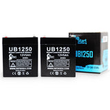 2x Pack - Ademco 4110XM Battery - Replacement UB1250 Universal Sealed Lead Acid Battery (12V, 5Ah, 5000mAh, F1 Terminal, AGM, SLA) - Includes 4 F1 to F2 Terminal Adapters