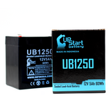 Technacell M18018 Battery - Replacement UB1250 Universal Sealed Lead Acid Battery (12V, 5Ah, 5000mAh, F1 Terminal, AGM, SLA) - Includes TWO F1 to F2 Terminal Adapters
