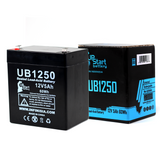 Emergi-Lite 12-631 Battery - Replacement UB1250 Universal Sealed Lead Acid Battery (12V, 5Ah, 5000mAh, F1 Terminal, AGM, SLA) - Includes TWO F1 to F2 Terminal Adapters