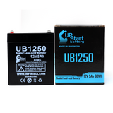 Acme M19017 Battery - Replacement UB1250 Universal Sealed Lead Acid Battery (12V, 5Ah, 5000mAh, F1 Terminal, AGM, SLA) - Includes TWO F1 to F2 Terminal Adapters