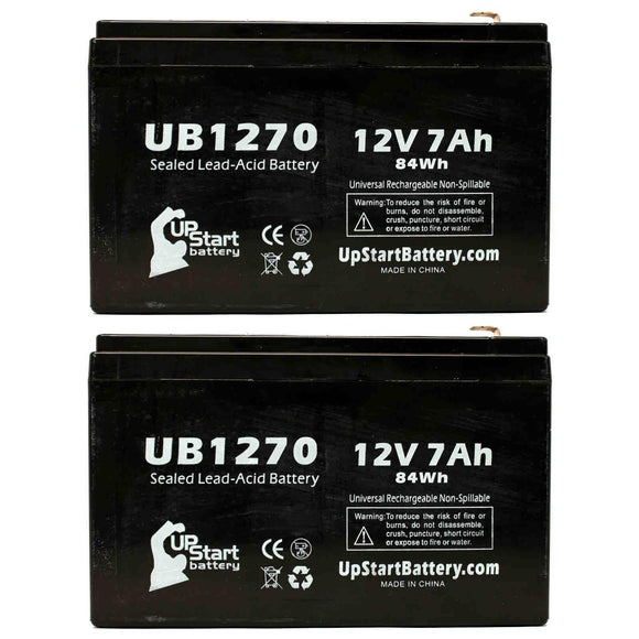 2x Pack - Acme 100-001-0149 Battery - Replacement UB1270 Universal Sealed Lead Acid Battery (12V, 7Ah, 7000mAh, F1 Terminal, AGM, SLA) - Includes 4 F1 to F2 Terminal Adapters