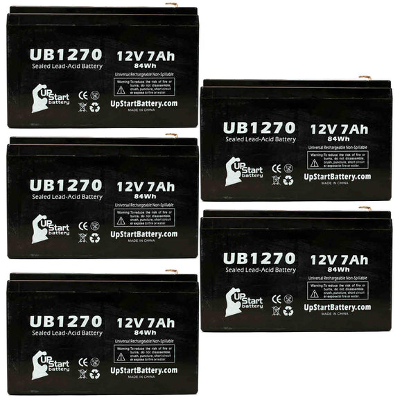 5-Pack UB1270 Sealed Lead Acid Battery Replacement (12V, 7Ah, 7000mAh, F1 Terminal, AGM, SLA)