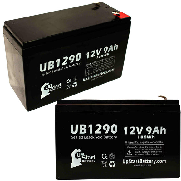 2x Pack - Acme 100-001-0149 Battery - Replacement UB1290 Universal Sealed Lead Acid Battery (12V, 9Ah, 9000mAh, F1 Terminal, AGM, SLA) - Includes 4 F1 to F2 Terminal Adapters