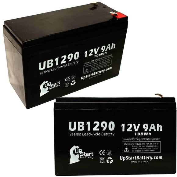 2x Pack - Sears / Craftsman 900797730 Battery - Replacement UB1290 Universal Sealed Lead Acid Battery (12V, 9Ah, 9000mAh, F1 Terminal, AGM, SLA) - Includes 4 F1 to F2 Terminal Adapters