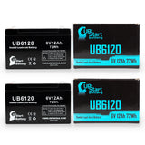 2x Pack - AIR SHIELDS MEDICAL TI1303 TRANSPORT Battery - Replacement UB6120 Universal Sealed Lead Acid Battery (6V, 12Ah, 12000mAh, F1 Terminal, AGM, SLA) - Includes 4 F1 to F2 Terminal Adapters