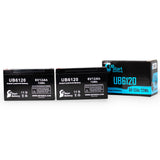 2x Pack - INTERSTATE BATTERIES PC6100 Battery - Replacement UB6120 Universal Sealed Lead Acid Battery (6V, 12Ah, 12000mAh, F1 Terminal, AGM, SLA) - Includes 4 F1 to F2 Terminal Adapters