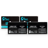 2x Pack - JABRO JBPS6100 Battery - Replacement UB6120 Universal Sealed Lead Acid Battery (6V, 12Ah, 12000mAh, F1 Terminal, AGM, SLA) - Includes 4 F1 to F2 Terminal Adapters