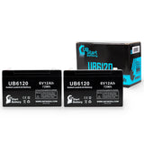 2x Pack - TRIPP LITE BC675 Battery - Replacement UB6120 Universal Sealed Lead Acid Battery (6V, 12Ah, 12000mAh, F1 Terminal, AGM, SLA) - Includes 4 F1 to F2 Terminal Adapters