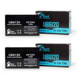 2x Pack - DYNA RAY DR70714S Battery - Replacement UB6120 Universal Sealed Lead Acid Battery (6V, 12Ah, 12000mAh, F1 Terminal, AGM, SLA) - Includes 4 F1 to F2 Terminal Adapters
