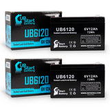 2x Pack - EFI Languard 505 Battery - Replacement UB6120 Universal Sealed Lead Acid Battery (6V, 12Ah, 12000mAh, F1 Terminal, AGM, SLA) - Includes 4 F1 to F2 Terminal Adapters