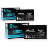 2x Pack - CLOCKMATE BATTERIES PSLA0610 Battery - Replacement UB6120 Universal Sealed Lead Acid Battery (6V, 12Ah, 12000mAh, F1 Terminal, AGM, SLA) - Includes 4 F1 to F2 Terminal Adapters