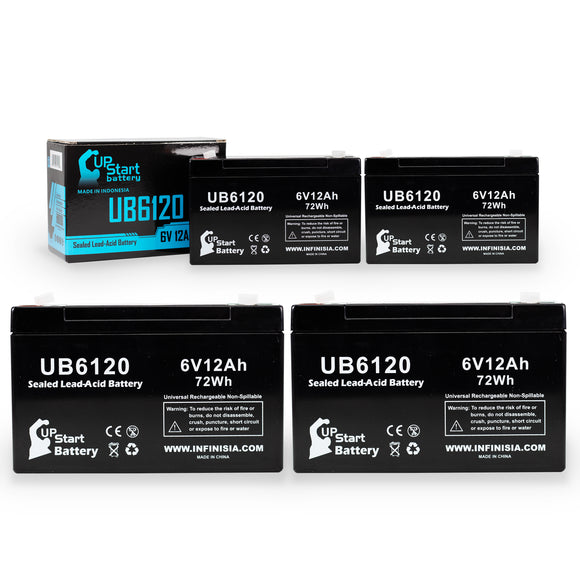 4-Pack UB6120 Sealed Lead Acid Battery Replacement (6V, 12Ah, F1 Terminal, AGM, SLA)