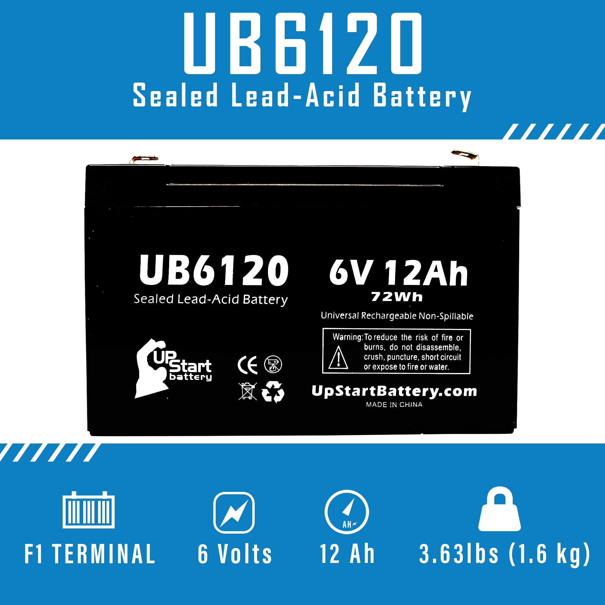 DJW6-12 Leoch Battery Replacement SLA Battery 6V 12AH F1