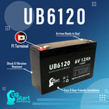 TEAL S610 Battery - Replacement UB6120 Universal Sealed Lead Acid Battery (6V, 12Ah, 12000mAh, F1 Terminal, AGM, SLA) - Includes TWO F1 to F2 Terminal Adapters
