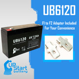 UB6120 Sealed Lead Acid Battery Replacement (6V, 12Ah, F1 Terminal, AGM, SLA)