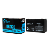 STREAMLITE / MAGLITE SL32 Battery - Replacement UB6120 Universal Sealed Lead Acid Battery (6V, 12Ah, 12000mAh, F1 Terminal, AGM, SLA) - Includes TWO F1 to F2 Terminal Adapters