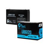 CHLORIDE CMF25TS2 Battery - Replacement UB6120 Universal Sealed Lead Acid Battery (6V, 12Ah, 12000mAh, F1 Terminal, AGM, SLA) - Includes TWO F1 to F2 Terminal Adapters