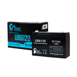 LITHONIA LL196B Battery - Replacement UB6120 Universal Sealed Lead Acid Battery (6V, 12Ah, 12000mAh, F1 Terminal, AGM, SLA) - Includes TWO F1 to F2 Terminal Adapters