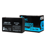 DELTEC PRB650 Battery - Replacement UB6120 Universal Sealed Lead Acid Battery (6V, 12Ah, 12000mAh, F1 Terminal, AGM, SLA) - Includes TWO F1 to F2 Terminal Adapters