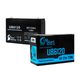 PACE 600 VSM MONITOR TEMP Battery - Replacement UB6120 Universal Sealed Lead Acid Battery (6V, 12Ah, 12000mAh, F1 Terminal, AGM, SLA) - Includes TWO F1 to F2 Terminal Adapters