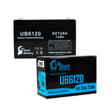 STORAGE BATTERY SYSTEMS S6100 Battery - Replacement UB6120 Universal Sealed Lead Acid Battery (6V, 12Ah, 12000mAh, F1 Terminal, AGM, SLA) - Includes TWO F1 to F2 Terminal Adapters