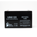 LIGHT ALARMS 2RPG1 Battery - Replacement UB6120 Universal Sealed Lead Acid Battery (6V, 12Ah, 12000mAh, F1 Terminal, AGM, SLA) - Includes TWO F1 to F2 Terminal Adapters