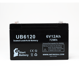 PACE IIN VITAL SYSTEMS Battery - Replacement UB6120 Universal Sealed Lead Acid Battery (6V, 12Ah, 12000mAh, F1 Terminal, AGM, SLA) - Includes TWO F1 to F2 Terminal Adapters