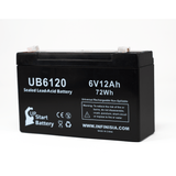PACE IIN VITAL SYSTEMS Battery - Replacement UB6120 Universal Sealed Lead Acid Battery (6V, 12Ah, 12000mAh, F1 Terminal, AGM, SLA) - Includes TWO F1 to F2 Terminal Adapters