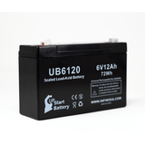 DELTEC PWRBC39 Battery - Replacement UB6120 Universal Sealed Lead Acid Battery (6V, 12Ah, 12000mAh, F1 Terminal, AGM, SLA) - Includes TWO F1 to F2 Terminal Adapters
