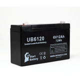 PACE IIN VITAL SYSTEMS Battery - Replacement UB6120 Universal Sealed Lead Acid Battery (6V, 12Ah, 12000mAh, F1 Terminal, AGM, SLA) - Includes TWO F1 to F2 Terminal Adapters