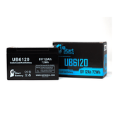 CSB/Prism GP6110F2 Battery - Replacement UB6120 Universal Sealed Lead Acid Battery (6V, 12Ah, 12000mAh, F1 Terminal, AGM, SLA) - Includes TWO F1 to F2 Terminal Adapters