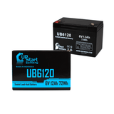 SILTRON SPC19 Battery - Replacement UB6120 Universal Sealed Lead Acid Battery (6V, 12Ah, 12000mAh, F1 Terminal, AGM, SLA) - Includes TWO F1 to F2 Terminal Adapters