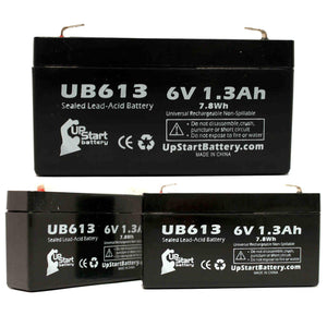 3-Pack UB613 Sealed Lead Acid Battery Replacement (6V, 1.3Ah, F1 Terminal, AGM, SLA)