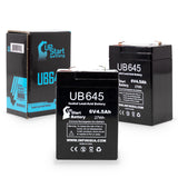 2x Pack - Mule 6GC012D Battery - Replacement UB645 Universal Sealed Lead Acid Battery (6V, 4.5Ah, 4500mAh, F1 Terminal, AGM, SLA) - Includes 4 F1 to F2 Terminal Adapters