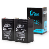 2x Pack - Surelite 4140XMPT Battery - Replacement UB645 Universal Sealed Lead Acid Battery (6V, 4.5Ah, 4500mAh, F1 Terminal, AGM, SLA) - Includes 4 F1 to F2 Terminal Adapters