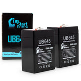 2x Pack - Surelite PWPS1270 Battery - Replacement UB645 Universal Sealed Lead Acid Battery (6V, 4.5Ah, 4500mAh, F1 Terminal, AGM, SLA) - Includes 4 F1 to F2 Terminal Adapters