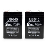 2x Pack - CSB/Prism GH640 Battery - Replacement UB645 Universal Sealed Lead Acid Battery (6V, 4.5Ah, 4500mAh, F1 Terminal, AGM, SLA) - Includes 4 F1 to F2 Terminal Adapters