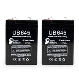 2x Pack - Chloride QT6 Battery - Replacement UB645 Universal Sealed Lead Acid Battery (6V, 4.5Ah, 4500mAh, F1 Terminal, AGM, SLA) - Includes 4 F1 to F2 Terminal Adapters
