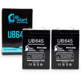 2x Pack - Criticare Systems 506 Battery - Replacement UB645 Universal Sealed Lead Acid Battery (6V, 4.5Ah, 4500mAh, F1 Terminal, AGM, SLA) - Includes 4 F1 to F2 Terminal Adapters