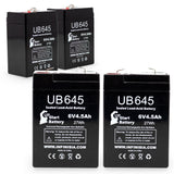 4-Pack UB645 Sealed Lead Acid Battery Replacement (6V, 4.5Ah, F1 Terminal, AGM, SLA)