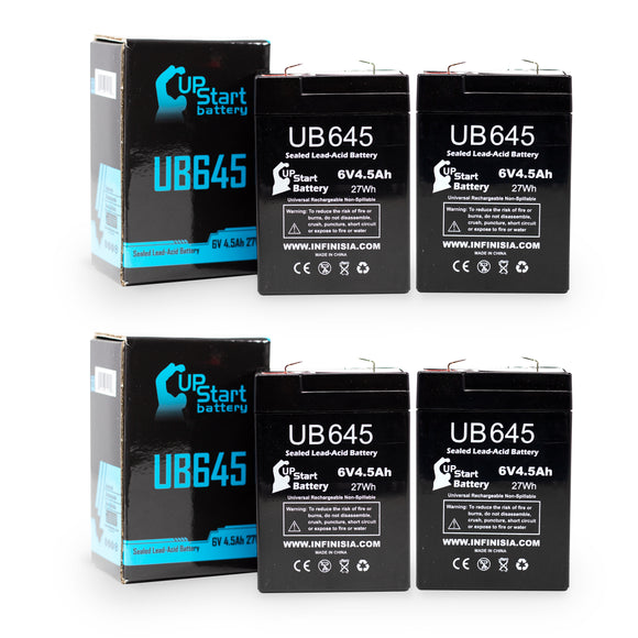 4-Pack UB645 Sealed Lead Acid Battery Replacement (6V, 4.5Ah, F1 Terminal, AGM, SLA)