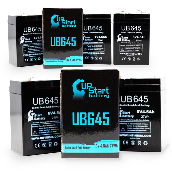5-Pack UB645 Sealed Lead Acid Battery Replacement (6V, 4.5Ah, F1 Terminal, AGM, SLA)
