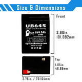 2x Pack - UBC UB645 Battery - Replacement UB645 Universal Sealed Lead Acid Battery (6V, 4.5Ah, 4500mAh, F1 Terminal, AGM, SLA) - Includes 4 F1 to F2 Terminal Adapters
