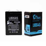 Surelite EP1260 Battery - Replacement UB645 Universal Sealed Lead Acid Battery (6V, 4.5Ah, 4500mAh, F1 Terminal, AGM, SLA) - Includes TWO F1 to F2 Terminal Adapters